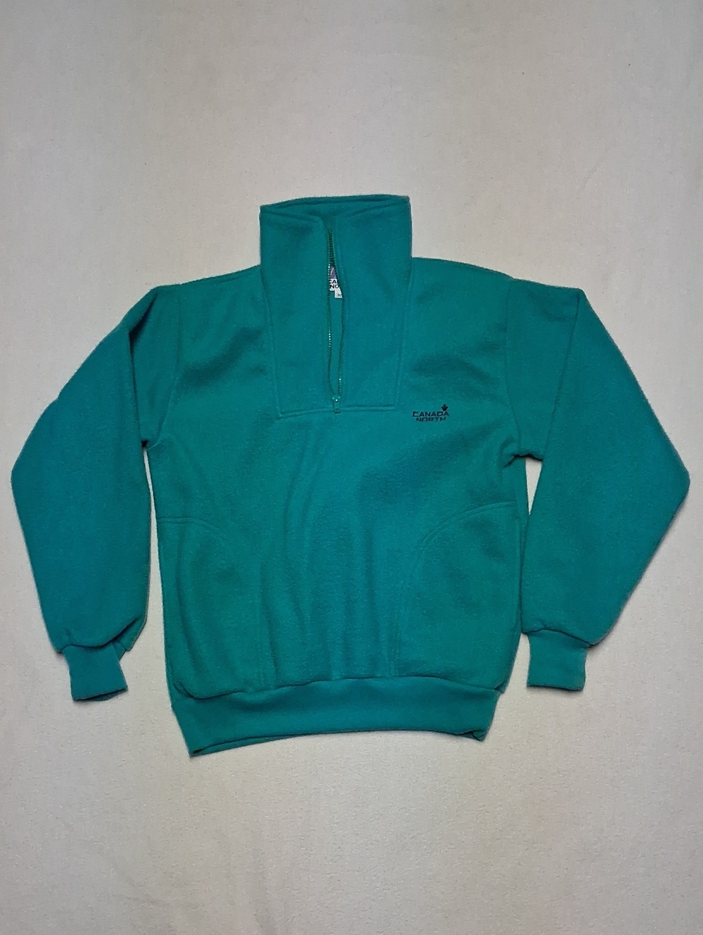 Vintage Canada NORTH Teal Quarter-Zip Fleece Pullover